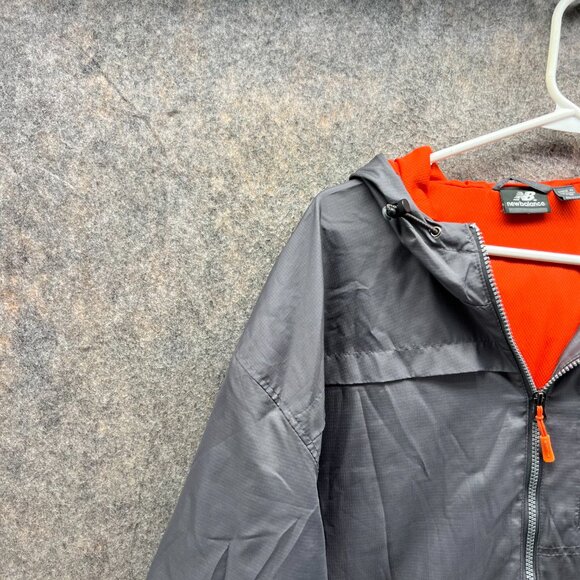 New Balance Jacket Men XL Gray Orange Full Zip Polyester Hooded Windbreaker Vtg - Picture 6 of 12